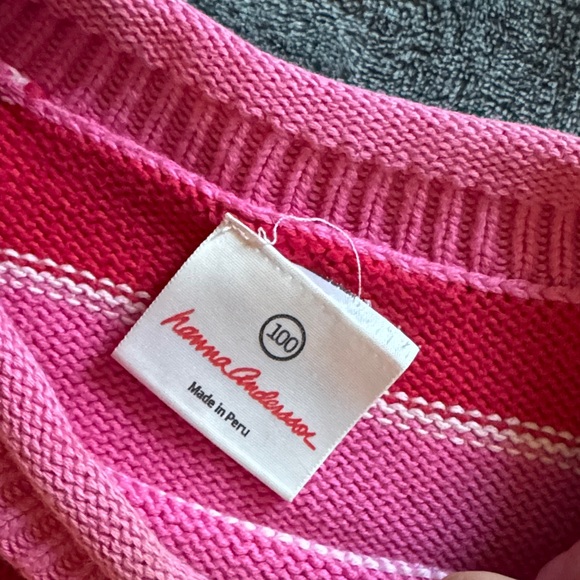 Hanna Andersson Pink Striped Kids Sweater - Picture 2 of 4